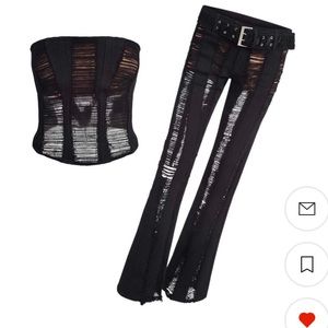 lamgia grunge semi see through pant set- top is M bottoms are L